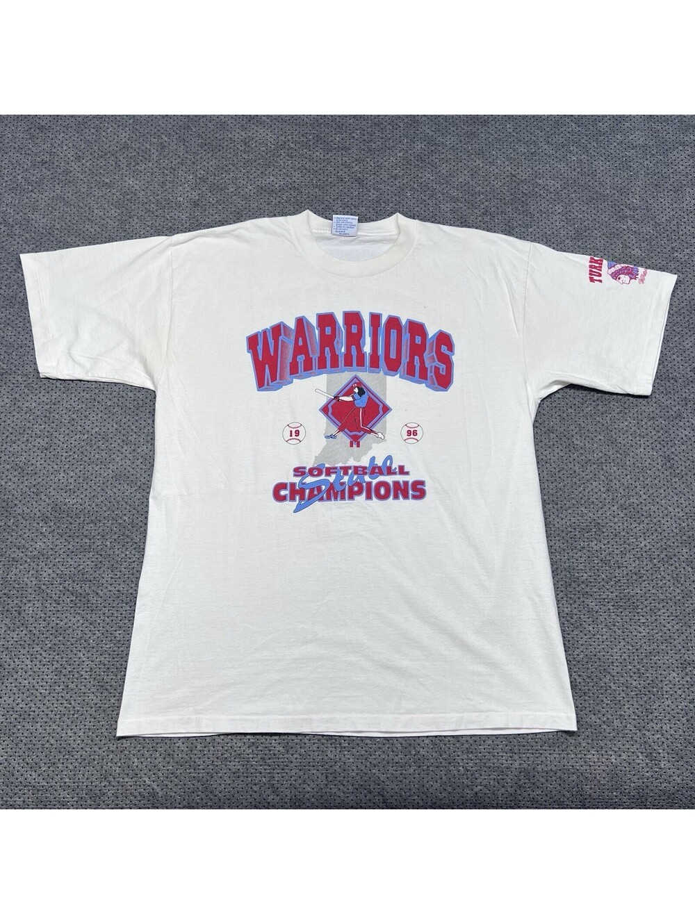 Vintage 1996 Turkey Run Warriors Softball State Champions T-Shirt XL RARE MENS